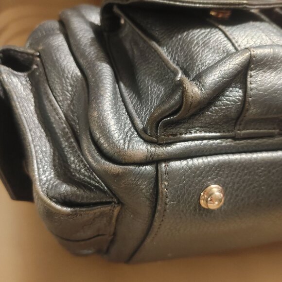 Botkier Metallic Teal Leather Handbag Dual Front Pockets Snap Closure - Picture 7 of 10